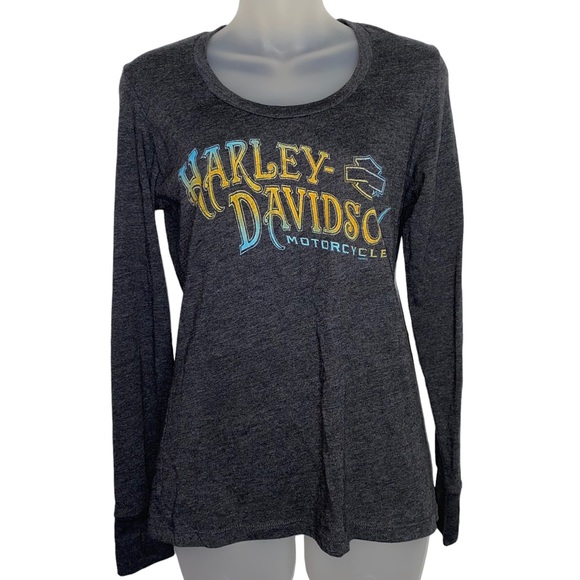 Harley-Davidson Tops - Harley Davidson womens grey long sleeve top with front logo El Paso Texas